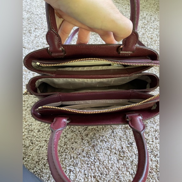 DKNY Red Leather Paige Dome Satchel NWOT - Picture 5 of 10